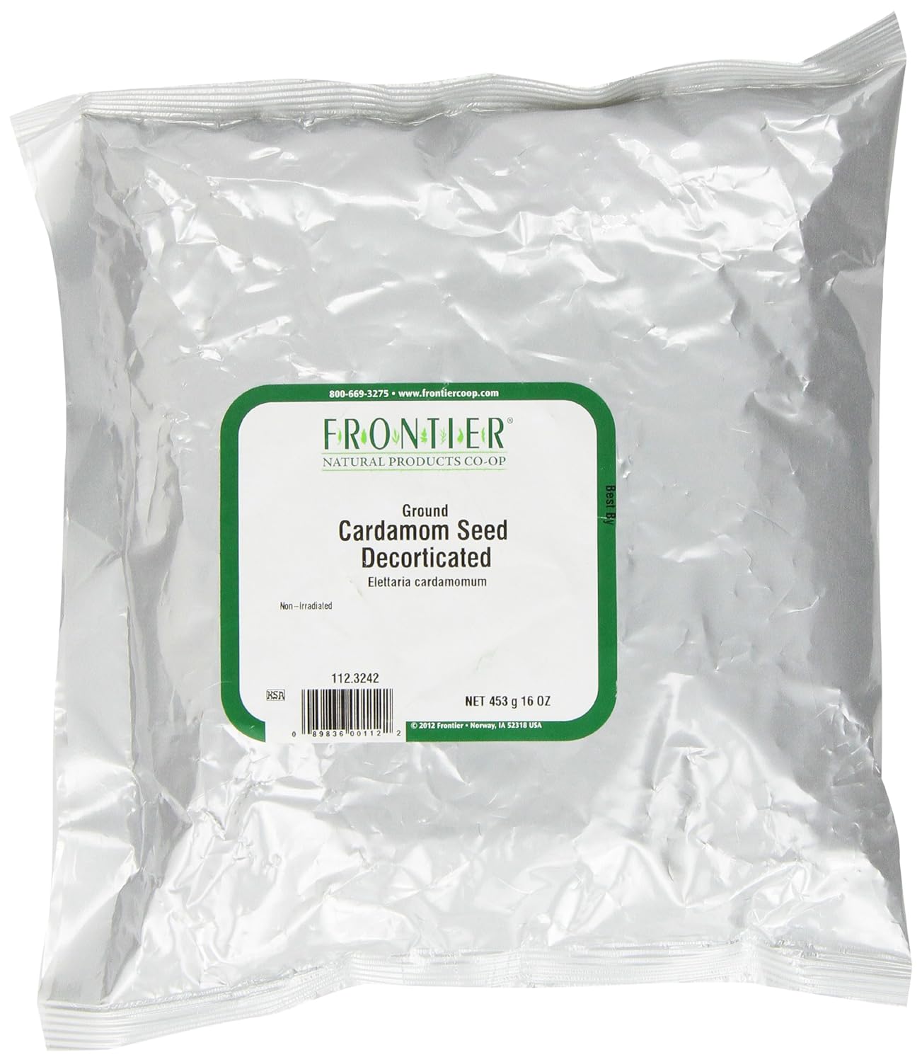 Frontier Co-Op Cardamom Seed Powder, 1-Pound Bulk Bag, Decorticated, Aromatic, Subtly Spicy-Sweet, No Eto, Non Irradiated