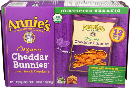 Annie'S Organic Cheddar Bunnies Baked Snack Crackers, 12 Oz., 12 Pouches