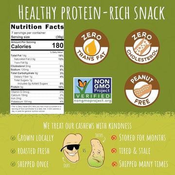 Sunshine Nut Company Whole Roasted Lightly Salted Cashews, Handful Of Herbs Flavor, 6 Pack, 7 Oz. Each, Gluten Free, Peanut Free And Vegan Individual Snack Packs For Kids And Adults, Gmo Free