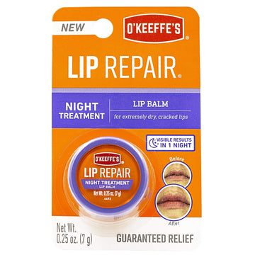 O'Keeffe's Lip Repair Night Treatment Lip Balm, 0.25 Ounce Jar, (Pack of 1)