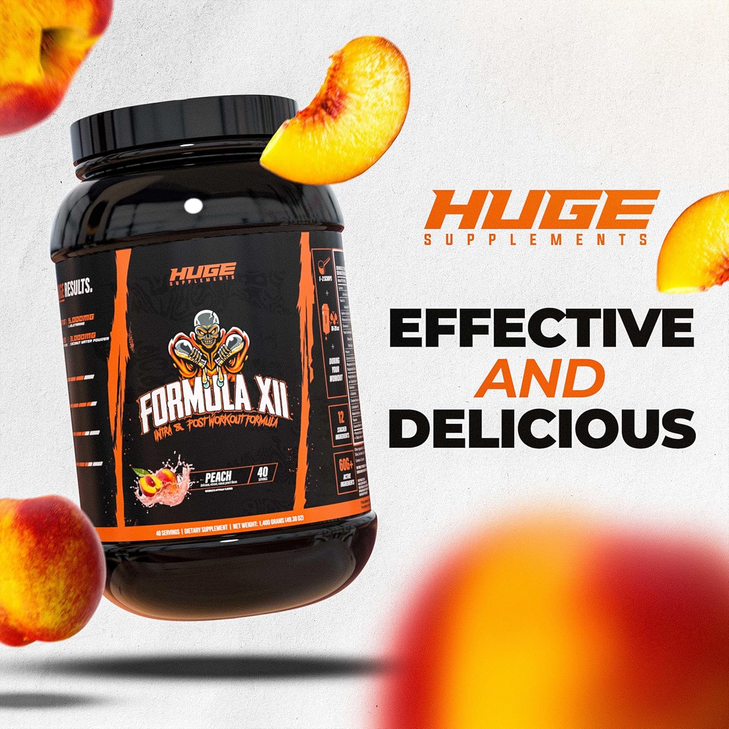 Formula Xii Intra Workout Carbs & Post Workout Recovery Powder, Rapidly Absorbed Instant Energy, Boost Exercise Performance, Strength, Endurance & Hydration, 12 Science-Backed Ingredients (Peach) : Health & Household