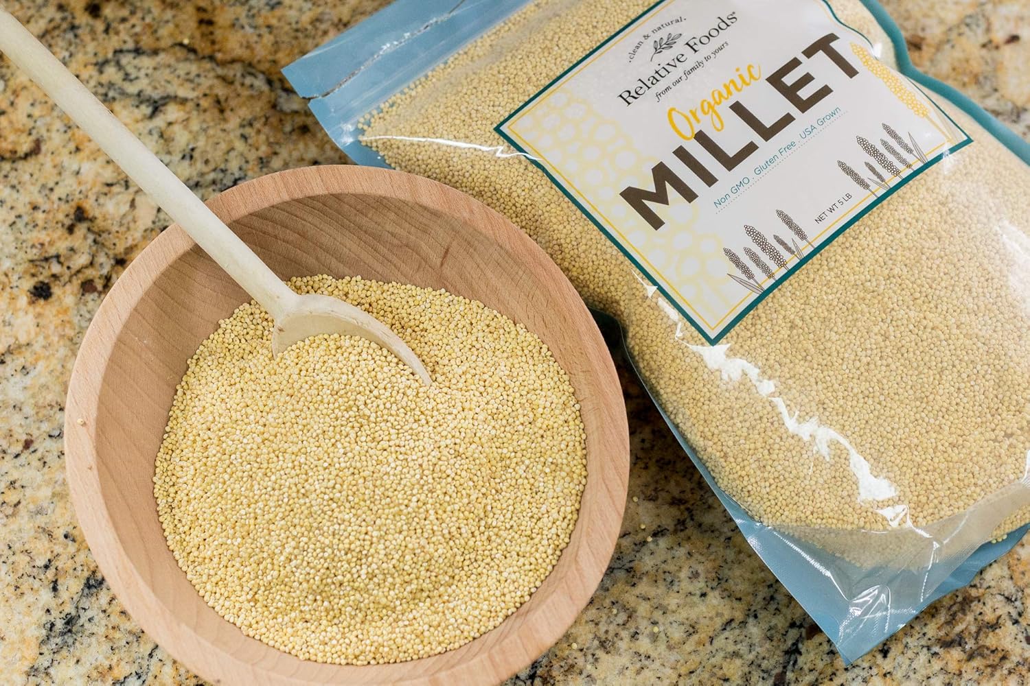 Whole Organic Hulled Millet Seed - 5Lb Millet Organic Whole Grain Seed- Gluten-Free Organic Millet Grain For Porridge, Salads, Fruits - Non-Gmo Millet Packed W/Proteins, Fiber, & More