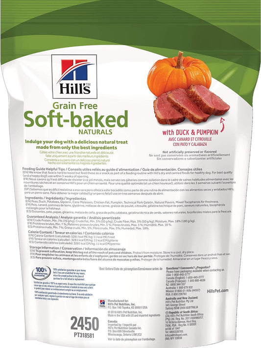 Hill's Grain Free Dog Treats, Soft-Baked Naturals with Duck & Pumpkin, Healthy Dog Snacks, 8 oz. Bag