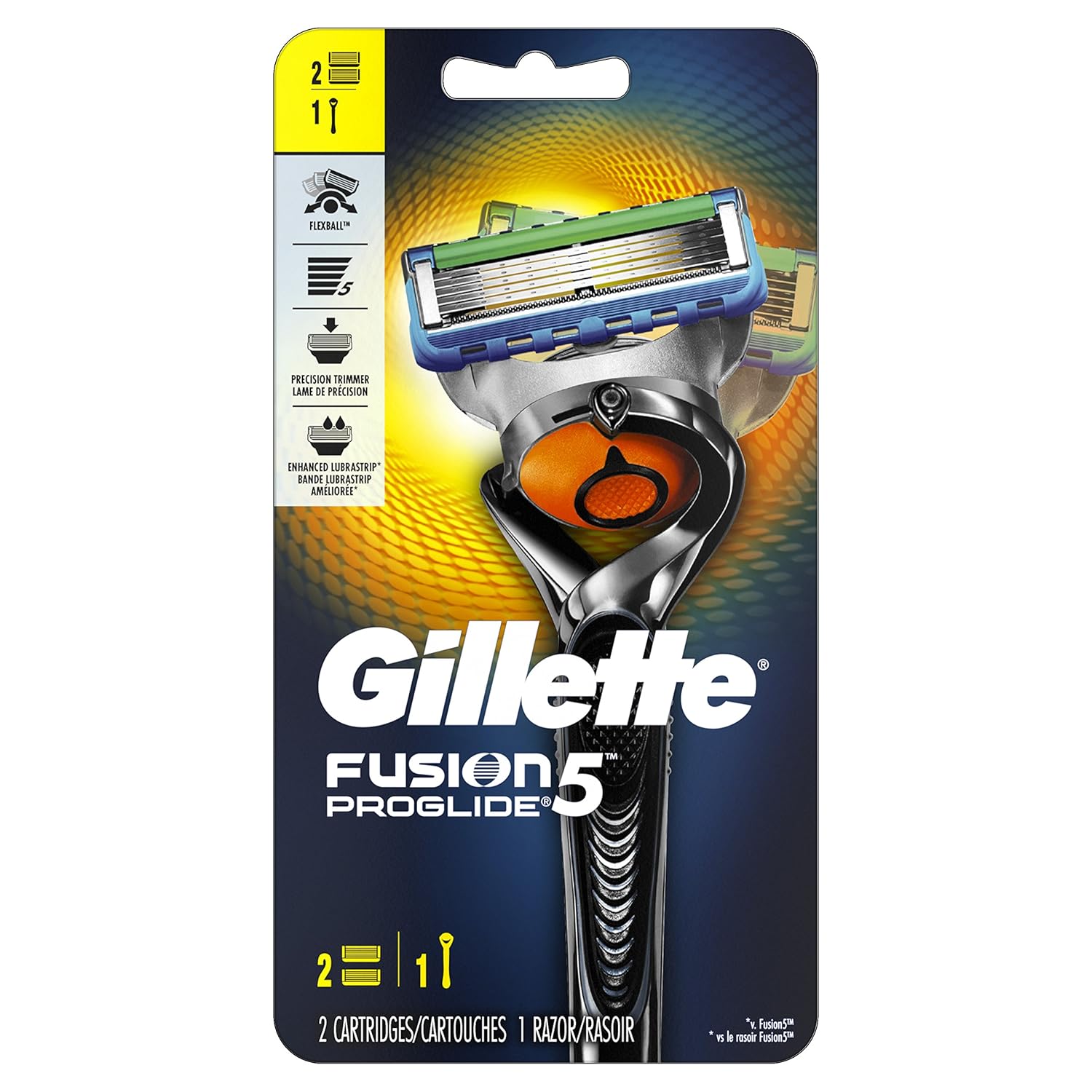 Gillette Fusion5 ProGlide Men's Razor Handle & 2 Blade Refills : Beauty & Personal Care