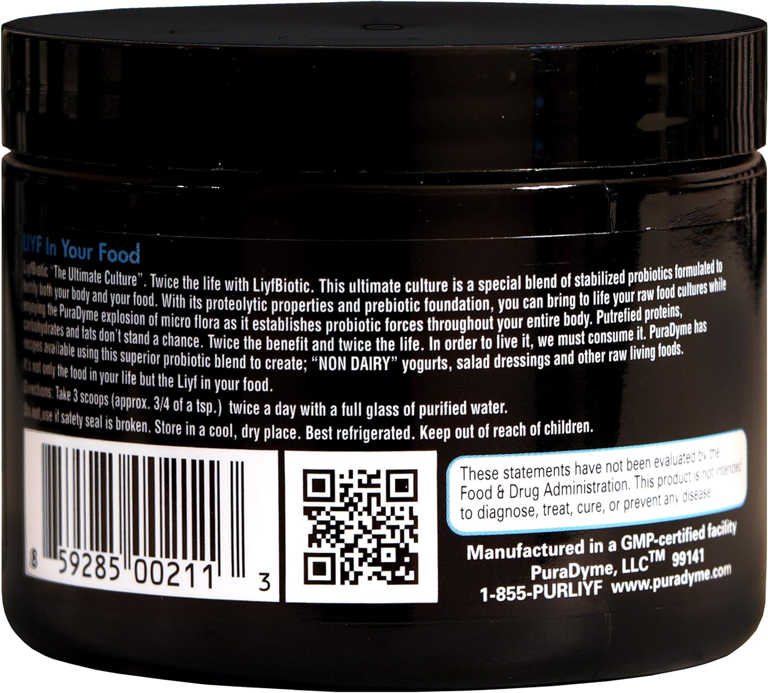 PuraDyme LiyfBiotic Probiotic Digestion and Dietary Supplement - 2 Ounce Powder. by Lou Corona : Health & Household