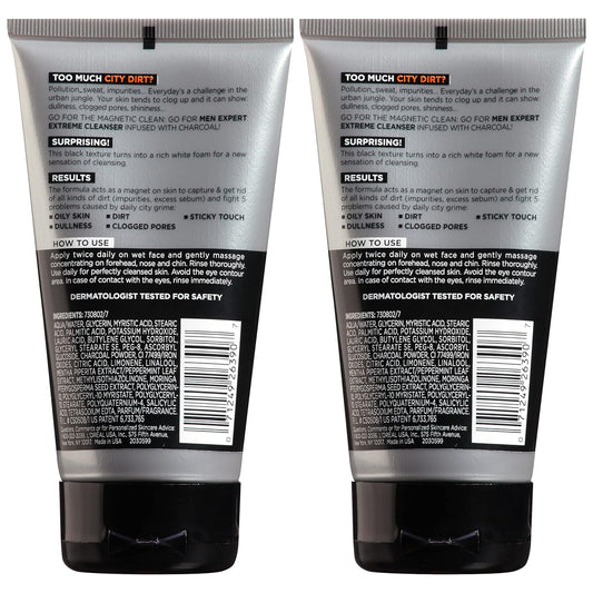 L'Oreal Paris Men Expert Hydra Energetic Daily Facial Cleanser With Charcoal, 2 Ct