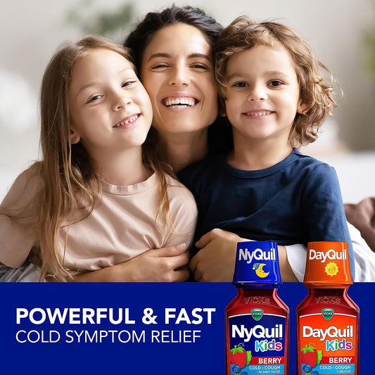 Vicks DayQuil & NyQuil Kids Berry Cold & Cough Medicine Combo Pack, Daytime & Nighttime Relief