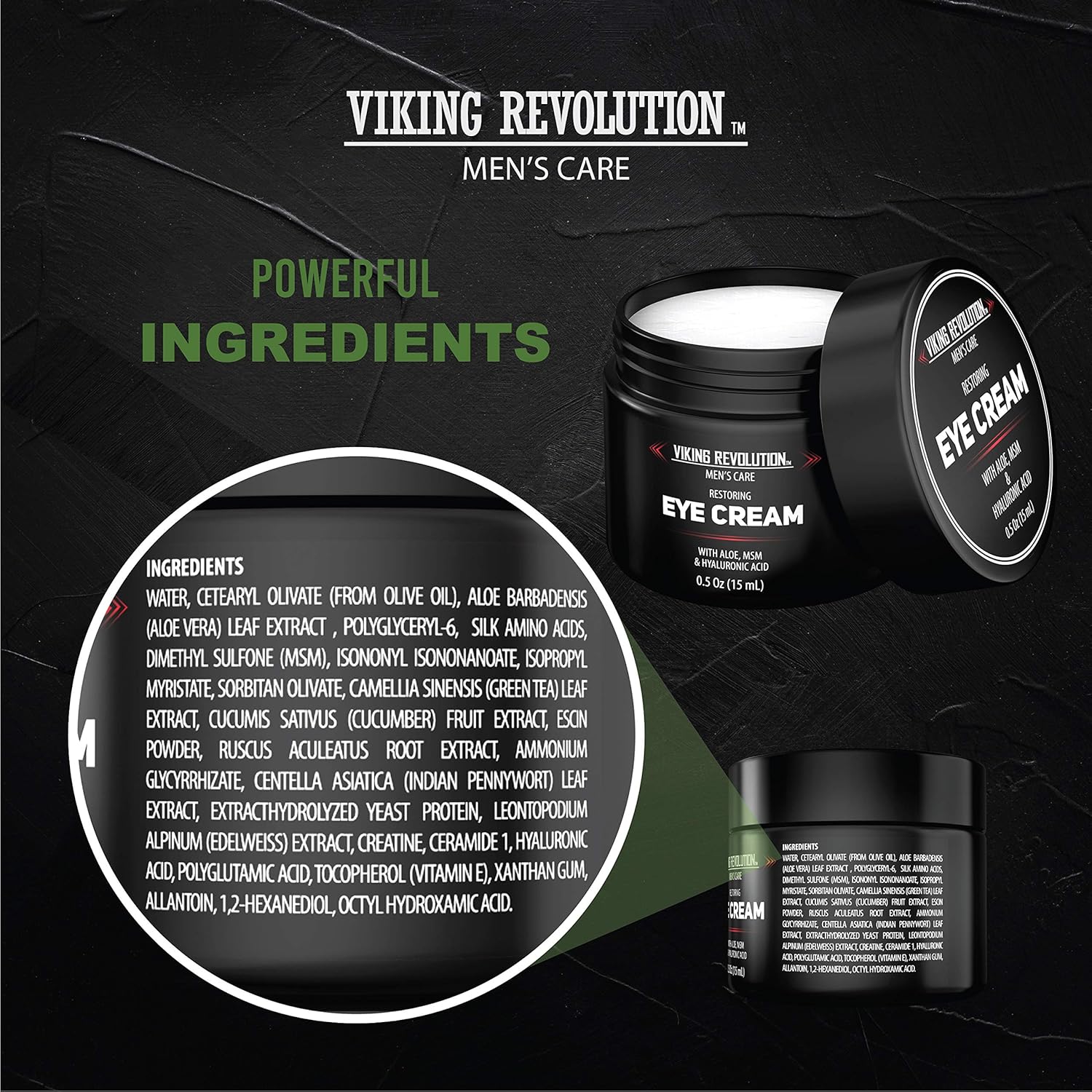 Viking Revolution Men's Eye Cream - Natural Anti-Aging, Dark Circle Treatment, Reduces Puffiness & Crowsfeet - 6ml : Beauty & Personal Care