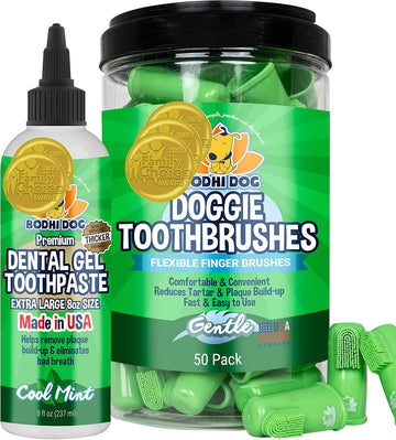 Bodhi Dog 50 Count Finger Toothbrushes + Dental Gel Bundle
