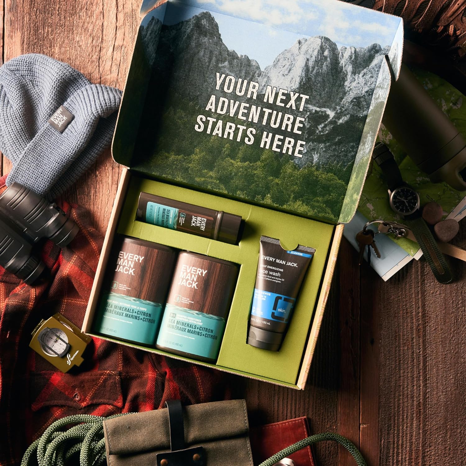 Every Man Jack Men’s Sea Minerals + Citron Bath and Body Gift Set - Clean Ingredients & Sea Minerals and Citron scent. - Round Out His Routine with Body Wash, 2-in-1 Shampoo, Deodorant & Face Wash : Beauty & Personal Care