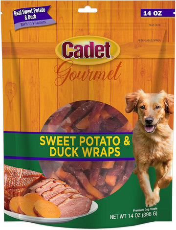 Cadet Gourmet Sweet Potato & Duck Wraps Dog Treats - Healthy & Natural Duck & Sweet Potato Dog Training Treats For Small & Large Dogs - Inspected & Tested In Usa (14 Oz)