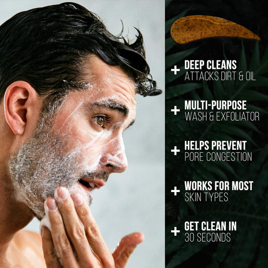RUGGED & DAPPER - Daily Power Scrub Facial Cleanser, Age + Damage Defense Face Moisturizer and Age Defense Eye Complex