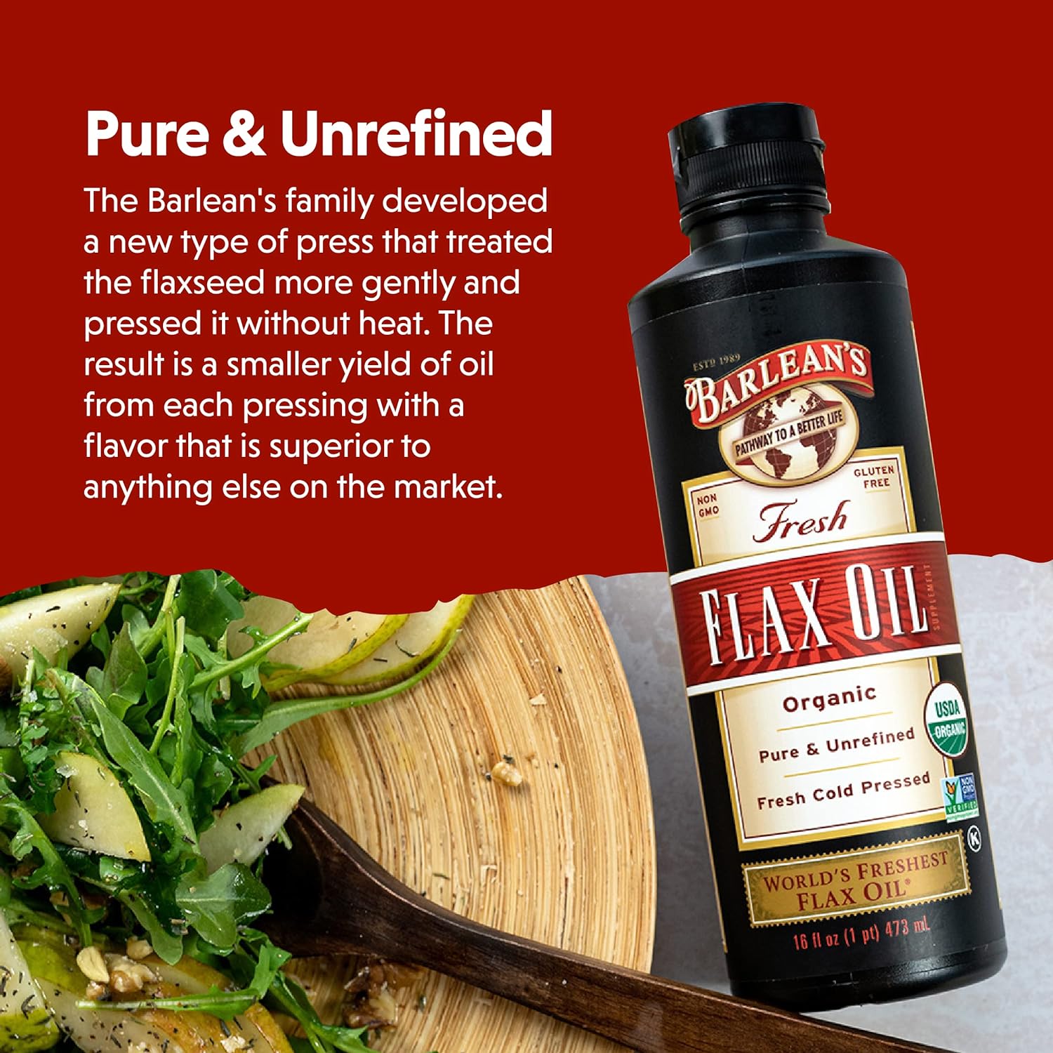 Barlean's Organic Flaxseed Oil Liquid from Fresh Cold Pressed Flax See