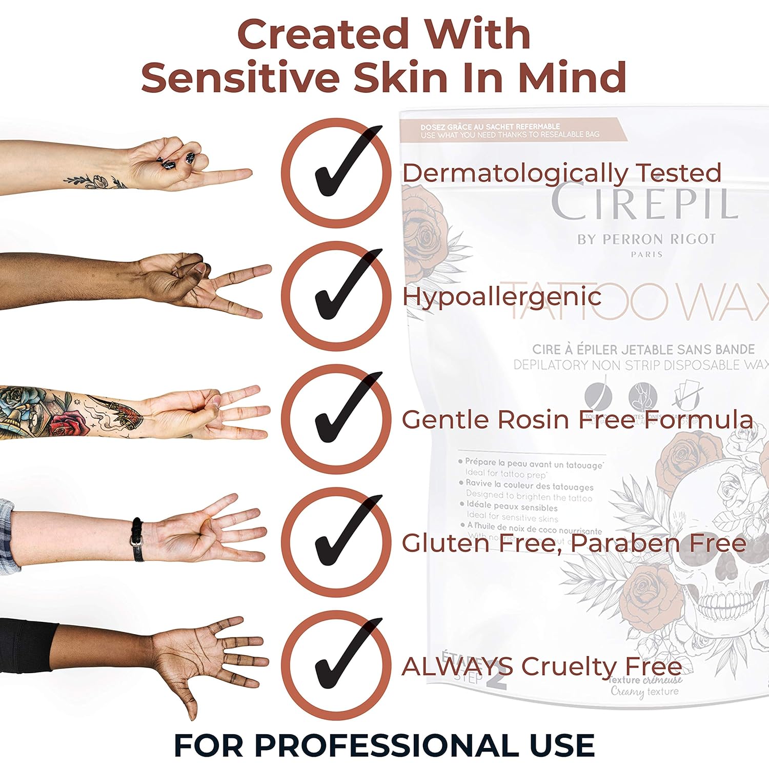 Cirepil - Tattoo - Sublim Care - 800G, 28.22Oz Patented Wax Beads For Tattooed Areas - Illuminates, Redefines & Brightens Skin : Beauty & Personal Care