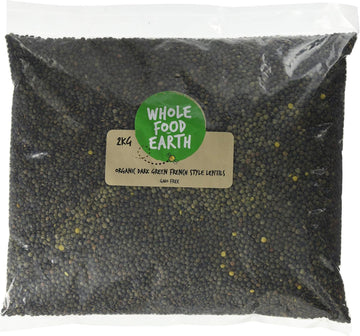 Wholefood Earth Organic Dark Green French Style Lentils 2Kg Gmo Free | Vegan | High Fibre | High Protein | Certified Organic