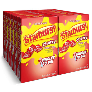 Starburst Singles To Go Powdered Drink Mix & Just Add Water -12 Boxes With 6 Packets Each 72 Total Servings (Sugar Free), Cherry, 7.08 Oz