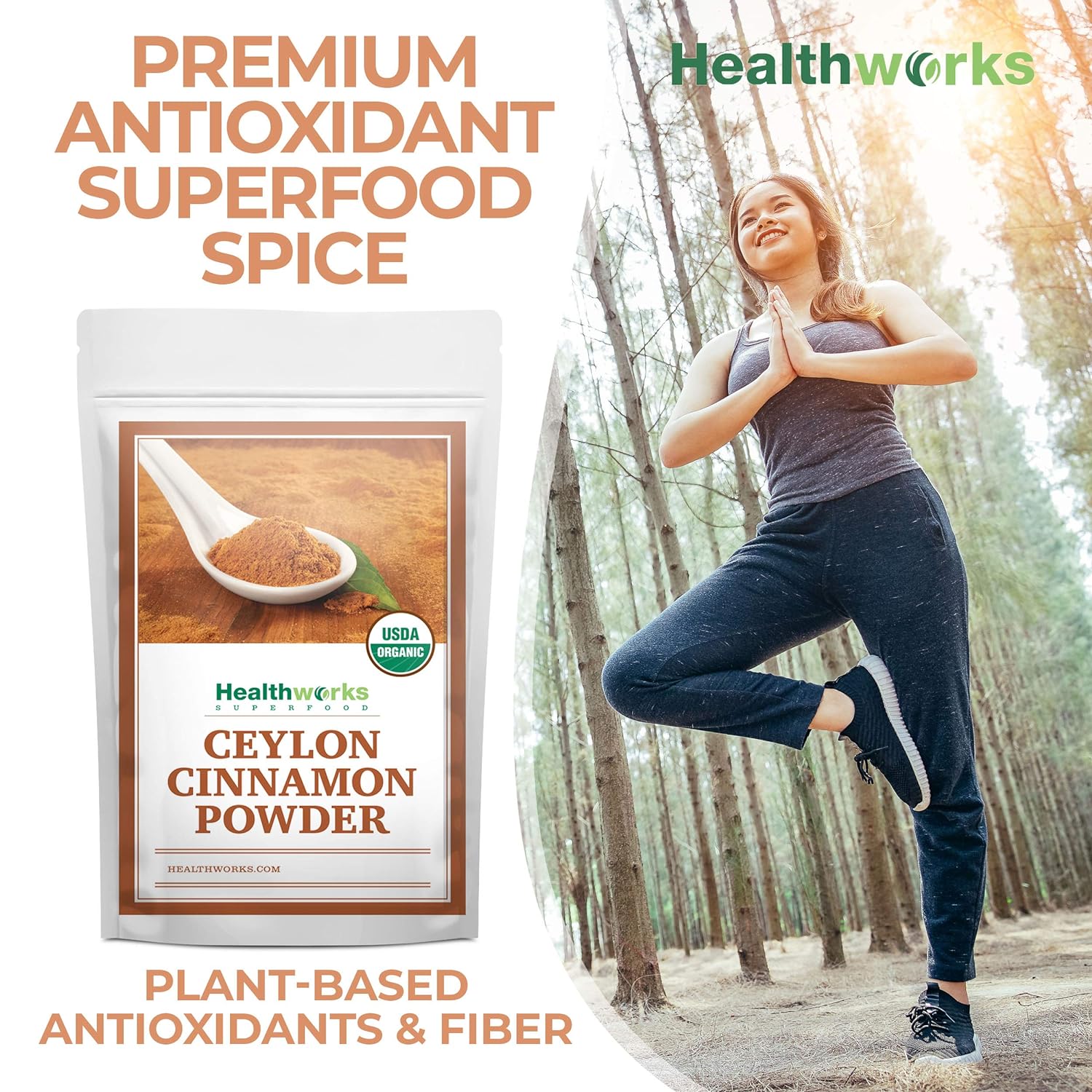 Healthworks Ceylon Cinnamon Powder Ground Raw Organic (16 Ounces / 1 Pound) | Keto, Vegan & Non-GMO | Great with Coffee, Tea & Oatmeal | Premium Antioxidant Superfood/Spice (1 Pound) : Grocery & Gourmet Food