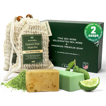 Detoxifying Sea Moss Soap - All-Natural Soap With Green Tea Matcha & Aloe Bergamot - Gentle On Sensitive Skin For Face And Body Use,Gift For Men & Women