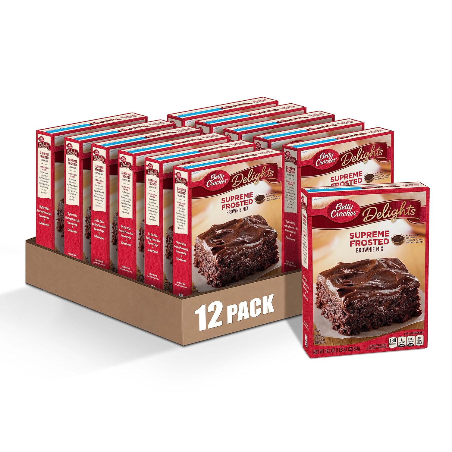 Betty Crocker Delights Supreme Frosted Brownie Mix, 19.1 oz. (Pack of 12)