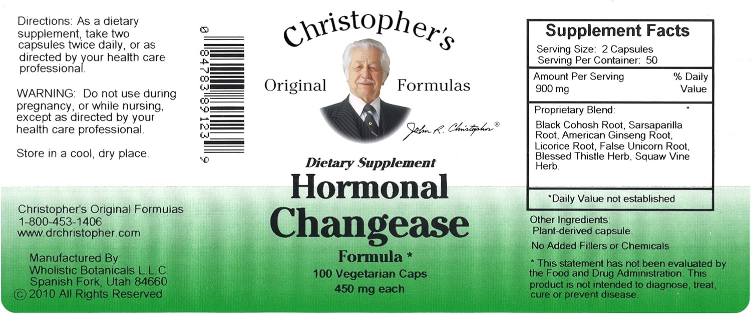Dr. Christopher's Hormonal Changease - 450 mg - 100 Vegetarian Capsules