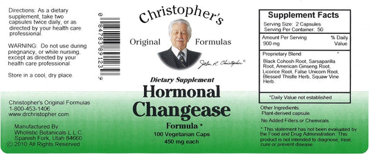 Dr. Christopher's Hormonal Changease - 450 mg - 100 Vegetarian Capsules