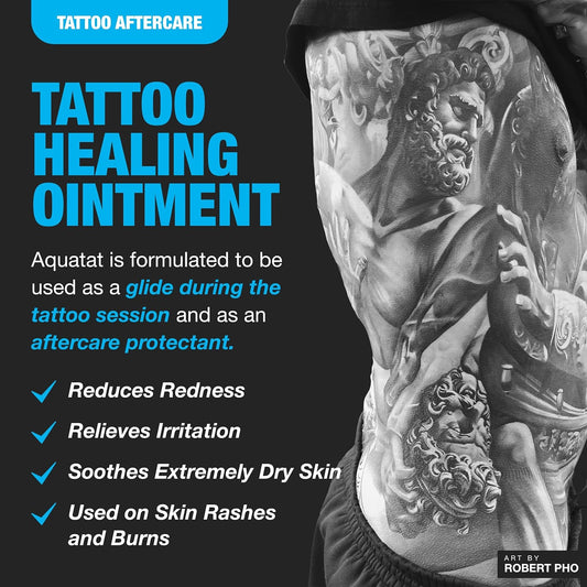 H2Ocean Aquatat Tattoo Healing Ointment - Tattoo Aftercare Cream for Tattoo Supplies - Fragrance- & Dye-Free Tattoo Care Ointment with Vitamins A & B - 0.75 oz