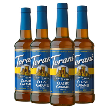 Torani Sugar Free Syrup, Classic Caramel, 25.4 Oz, Pack Of 4