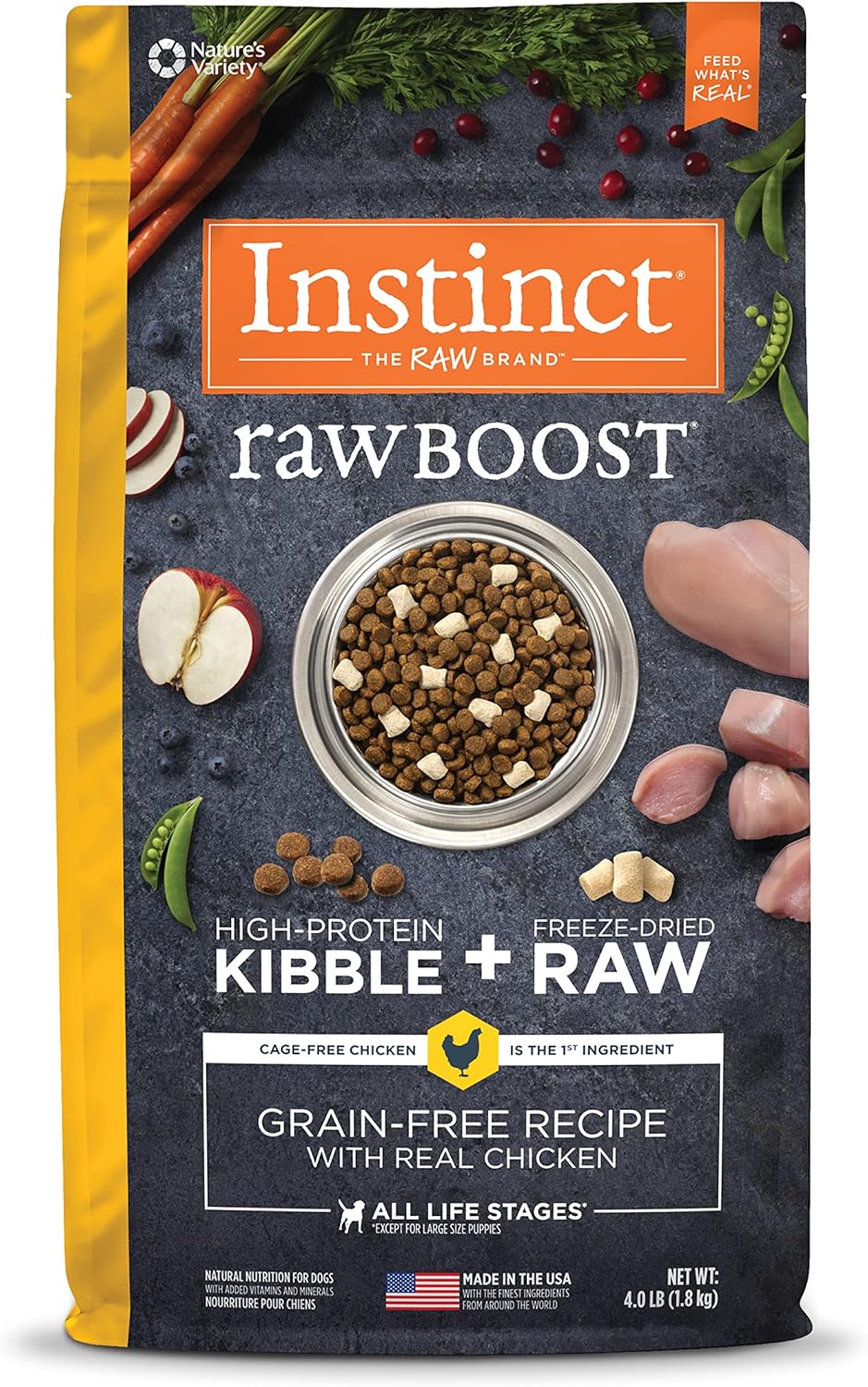 Instinct Raw Boost Grain Free Recipe with Real Chicken Natural Dry Dog Food, 4 lb. Bag