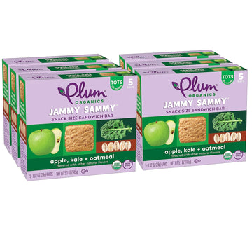Plum Organics Jammy Sammy Snack Bars - Apple, Kale, And Oatmeal - 1.02 Oz Bars (Pack Of 30) - Organic Toddler Food Snack Bars
