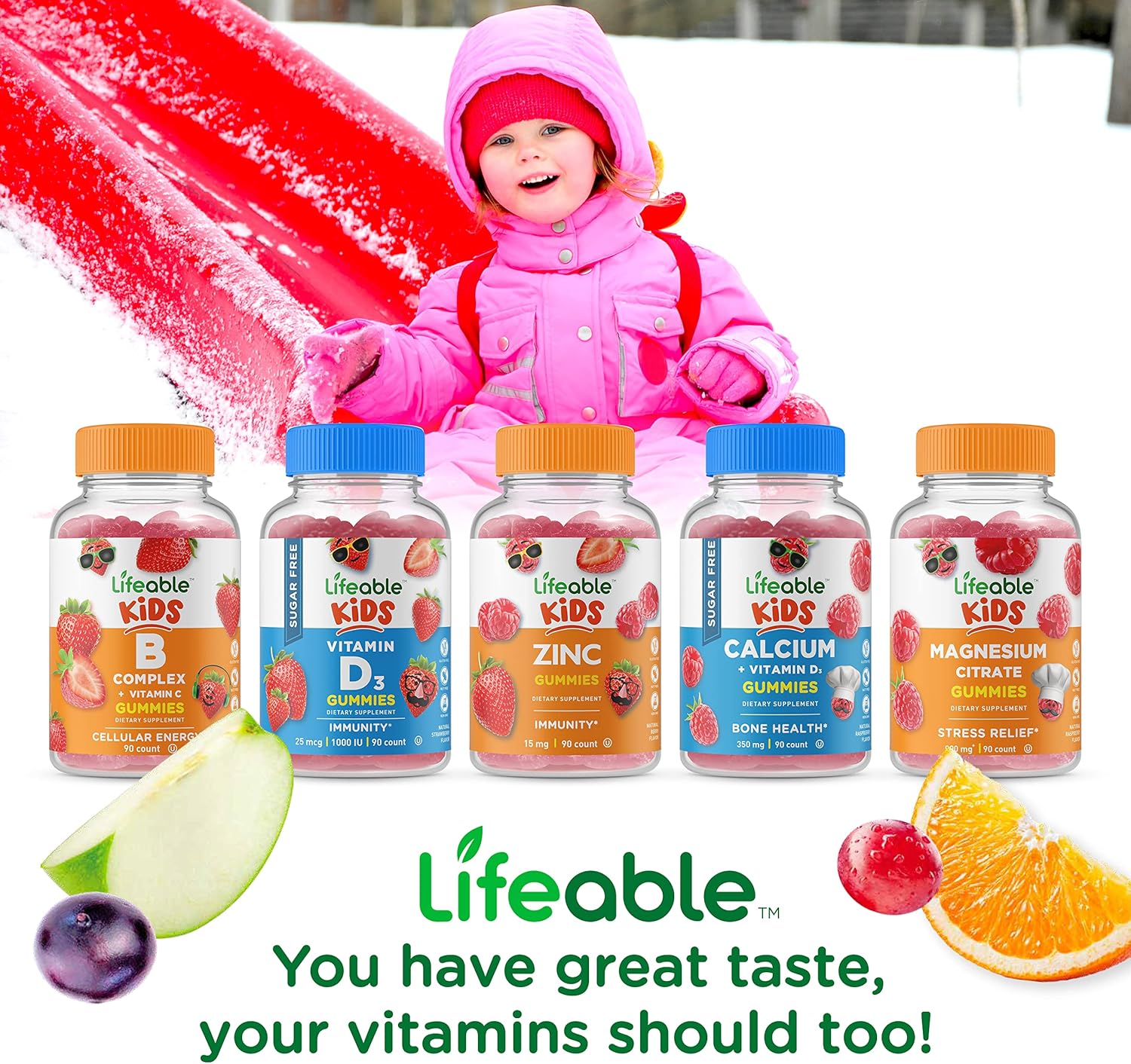 Lifeable Sugar Free Vitamin C For Kids – 250 Mg – Great Tasting Natural Flavor Gummy Supplement – Vegetarian Gmo-Free Chewable Vitamin – For Immune Support – For Children – 90 Gummies : Health & Household