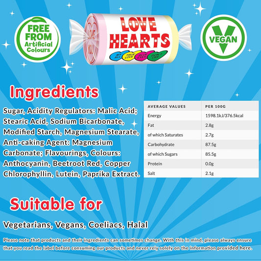 Swizzels Love Hearts Mini Rolls, Vegan Friendly Sweets- 3Kg Bulk Bag
