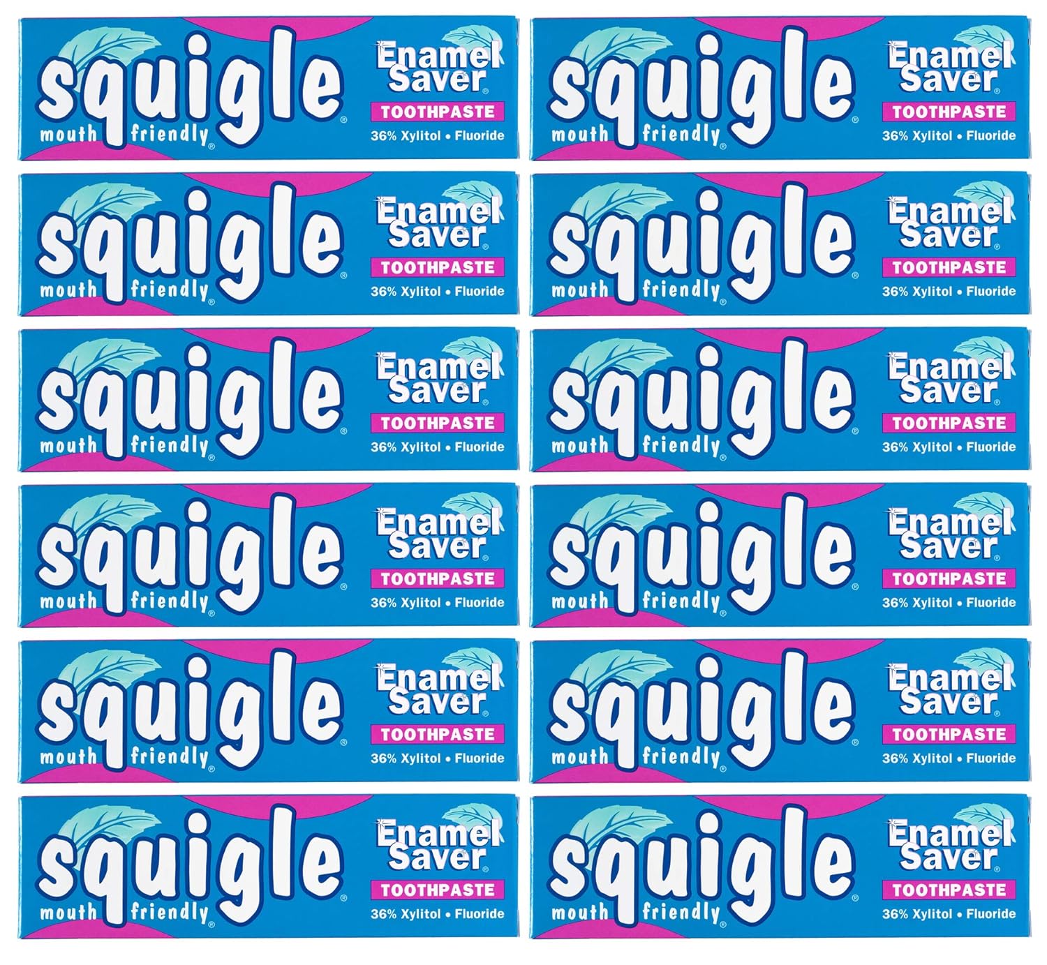 Squigle Enamel Saver Toothpaste (Canker Sore Prevention & Treatment) Prevents Cavities, Perioral Dermatitis, Bad Breath, Chapped Lips - 12 Pack