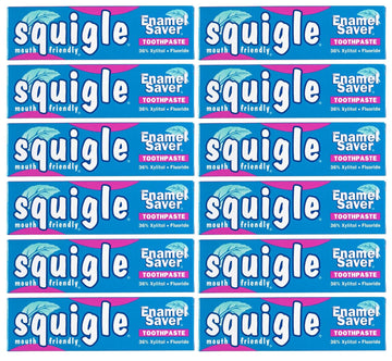 Squigle Enamel Saver Toothpaste (Canker Sore Prevention & Treatment) Prevents Cavities, Perioral Dermatitis, Bad Breath, Chapped Lips - 12 Pack