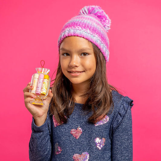 Lip Smacker Holiday Original & Best Flavored Lip Balm Candy Trio Cream Soda, Cotton Candy, Pink Lemonade