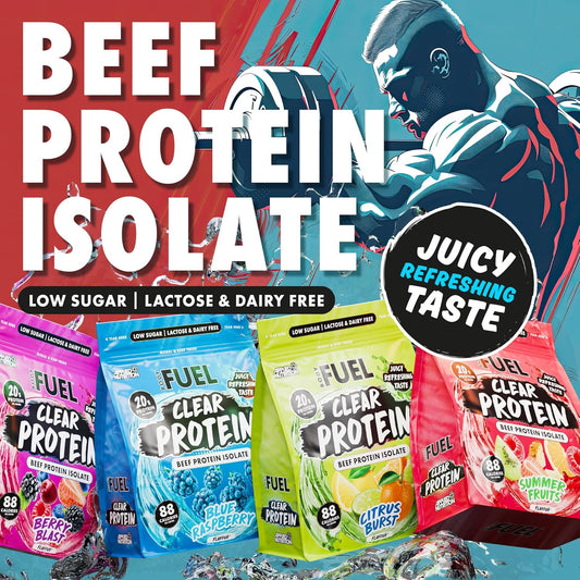 Bodyfuel Clear Protein - Beef Protein Isolate - Clear & Refreshing - Best Low Sugar & Lactose-Free Protein Supplement - Muscle Support (500G - 20 Servings) (Citrus Burst)