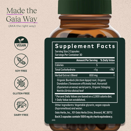 Gaia Herbs Bloat Support - Women's Health Supplement to Support Bloating & Digestion - Made with Dandelion Leaf, Burdock Root, Horsetail & More - 60 Vegan Capsules (30 Servings)