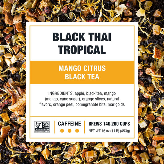 Tiesta Tea - Black Thai Tropical | Mango Citrus Black Tea | Premium Loose Leaf Tea Blends | Caffeinated Black Tea | Make Hot Or Iced Tea & Brews Up To 200 Cups - 16 Ounce Resealable Bulk Pouch