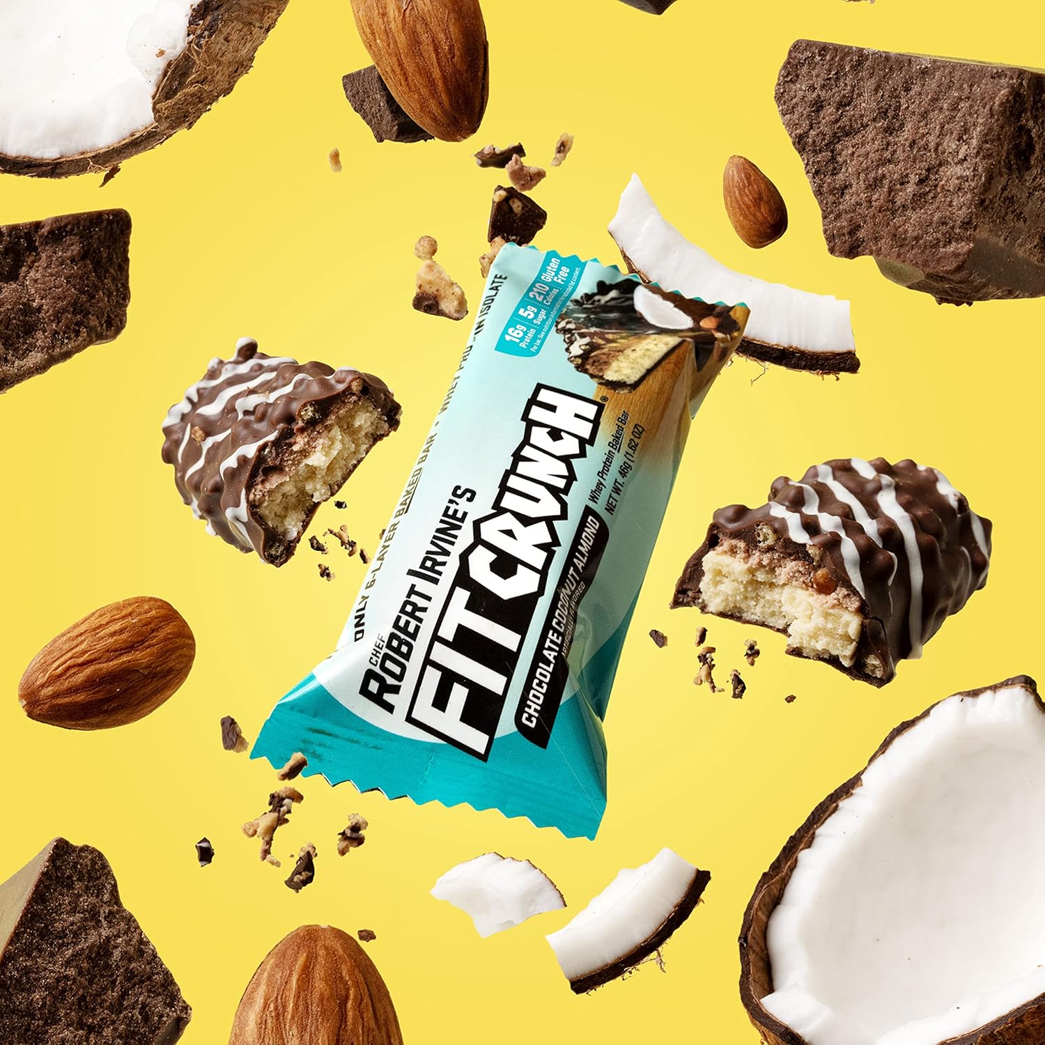 FITCRUNCH Snack Size Protein Bars, Designed by Robert Irvine, 6-Layer Baked Bar, 5g of Sugar & Soft Cake Core (9 Bars, Chocolate Coconut Almond) : Health & Household