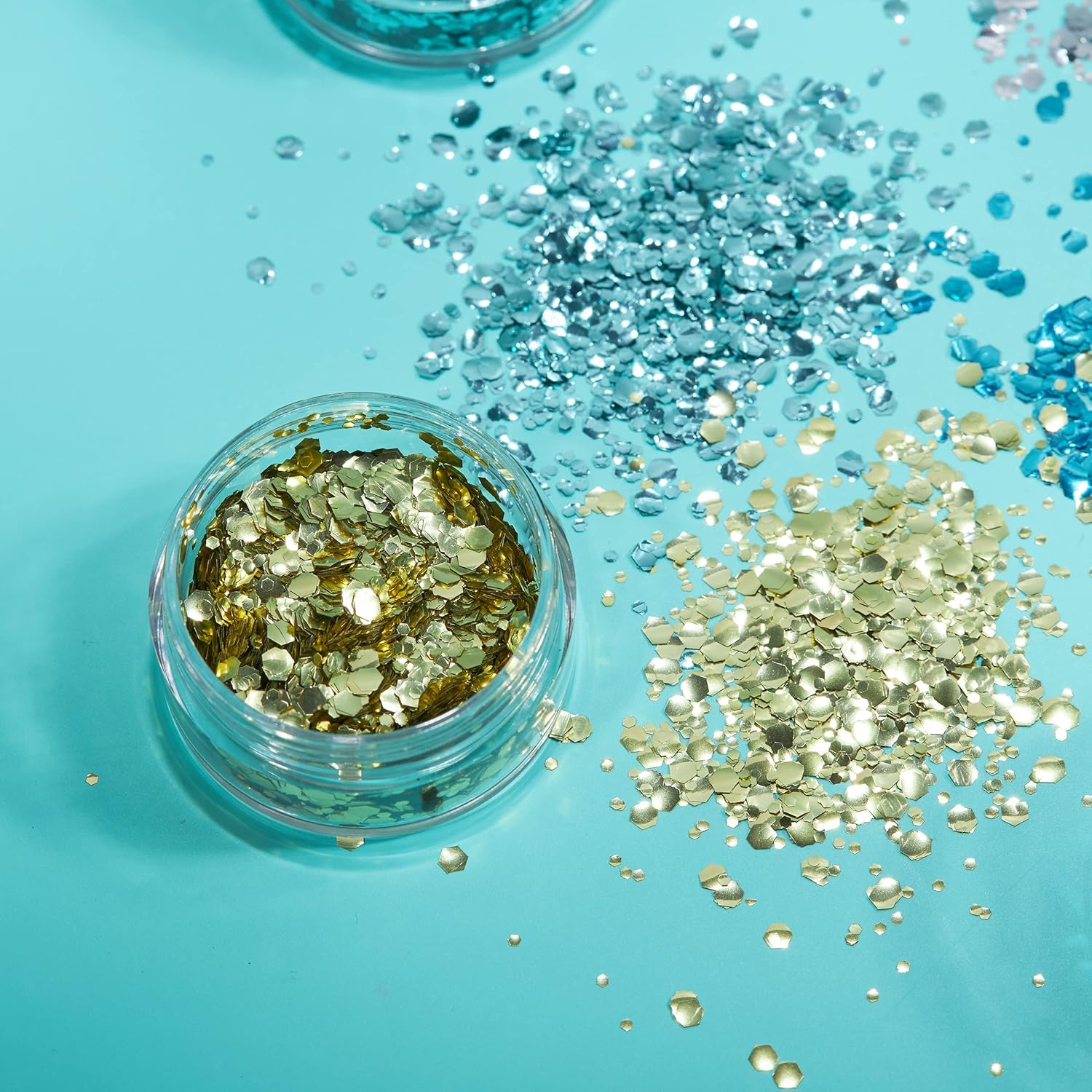 Biodegradable Eco Chunky Glitter by Moon Glitter - Turquoise - Cosmetic Bio Festival Makeup Glitter for Face, Body, Nails, Hair, Lips - 3g : Amazon.co.uk: Beauty