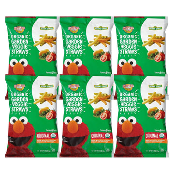 Earth'S Best Organic Kids Snacks, Sesame Street Toddler Snacks, Organic Garden Veggie Straws For Toddlers 2 Years And Older, Original, 2.75 Oz Bag, (Pack Of 6)