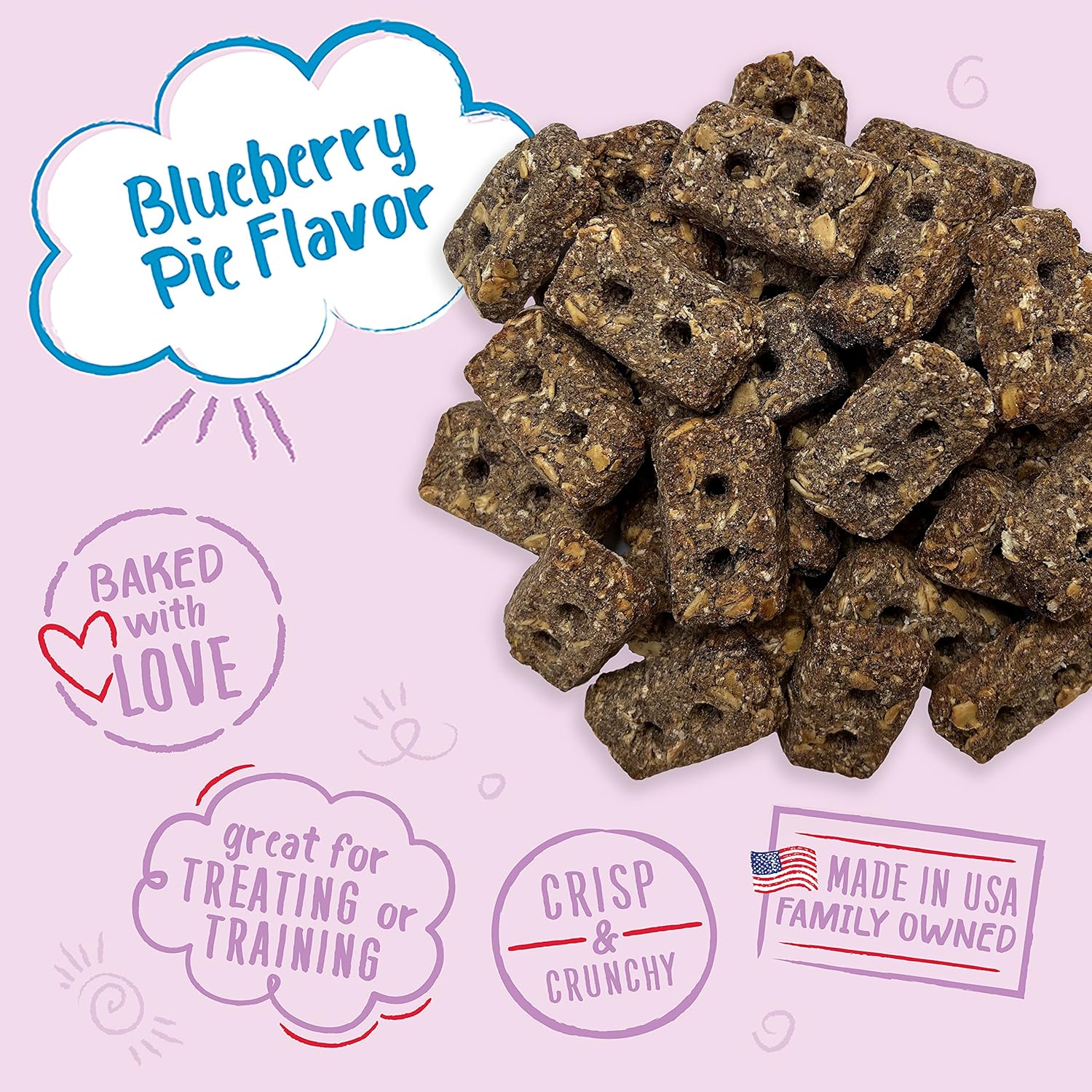 Charlee Bear Bearnola Bites Dog Treats, Blueberry Pie Flavor, 8oz : Pet Supplies