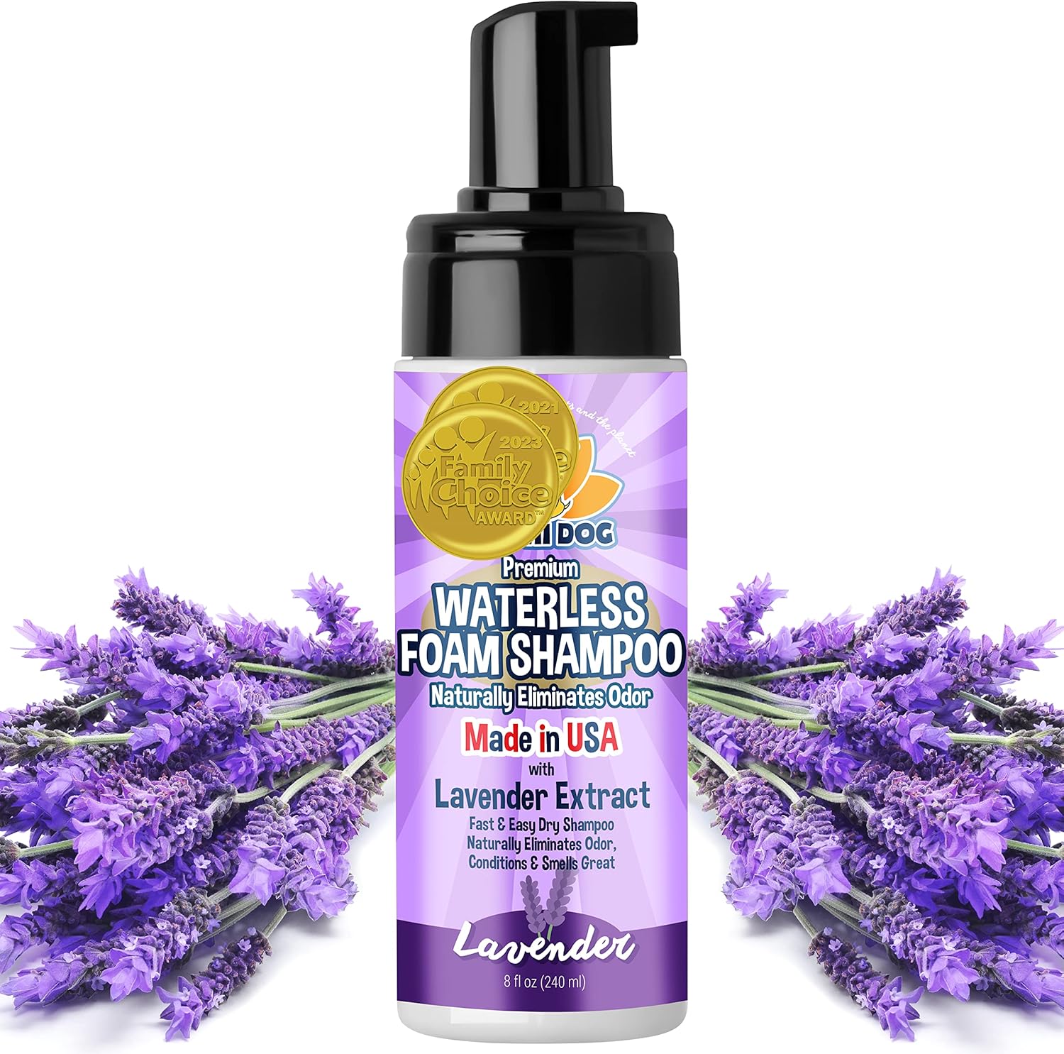 Bodhi Dog Waterless Foaming Shampoo | Natural Pet Shampoo For Dogs & Cats | Waterless Dry Shampoo For Bathless Cleaning | No Rinse Required | Made In Usa (Lavender, 8Oz)