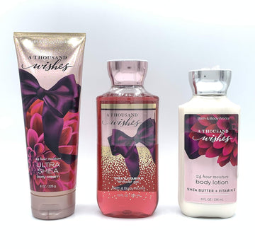 A Thousand Wishes - 3-Piece Bath And Body Works Gift Set - A Thousand Wishes Lotion + A Thousand Wishes Ultra Shea Triple Moisture Cream + A Thousand Wishes Shower Gel