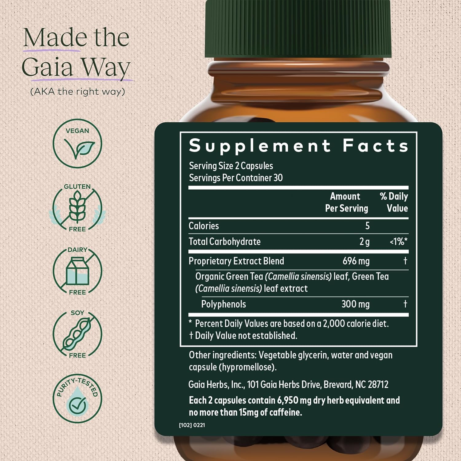 Gaia Herbs Green Tea - Helps Maintain Healthy Weight And Energy Levels* - With Organic Green Tea Leaf And Extract - 60 Vegan Liquid Phyto-Capsules (15-Day Supply)