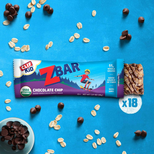 Clif Kid Zbar - Chocolate Chip - Soft Baked Whole Grain Snack Bars - Usda Organic - Non-Gmo - Plant-Based - 1.27 Oz. (18 Pack)