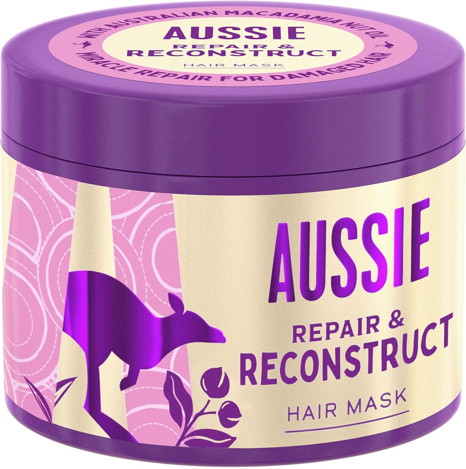 Aussie Repair & Reconstruct Hair Mask, Vegan Hair Treatment, For Dry & Damaged Hair, With Macadamia Nut Oil, 300Ml
