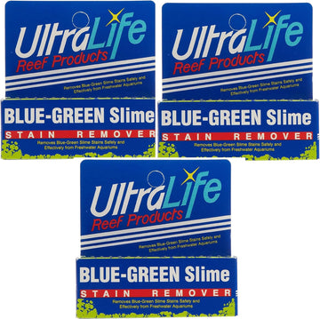 UltraLife Blue Green Slime (3 Packs) Stain Remover for Safe Slime Cleaning in Freshwater Aquariums - Each Treats 150 Gallons (3 Items)