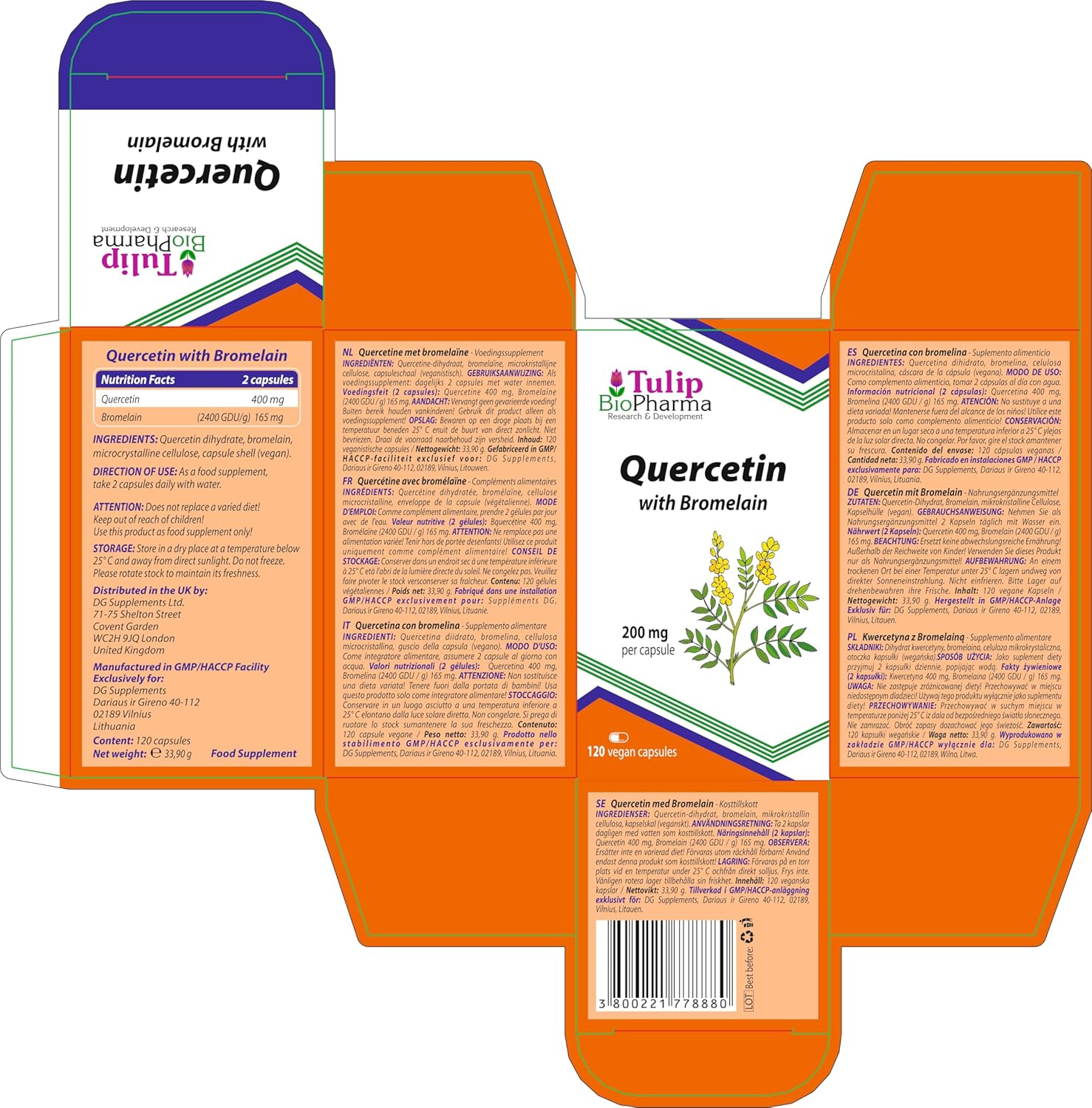 Quercetin Bromelain Complex 120 Capsules, 3Rd Party Lab Tested, High Strength Supplement