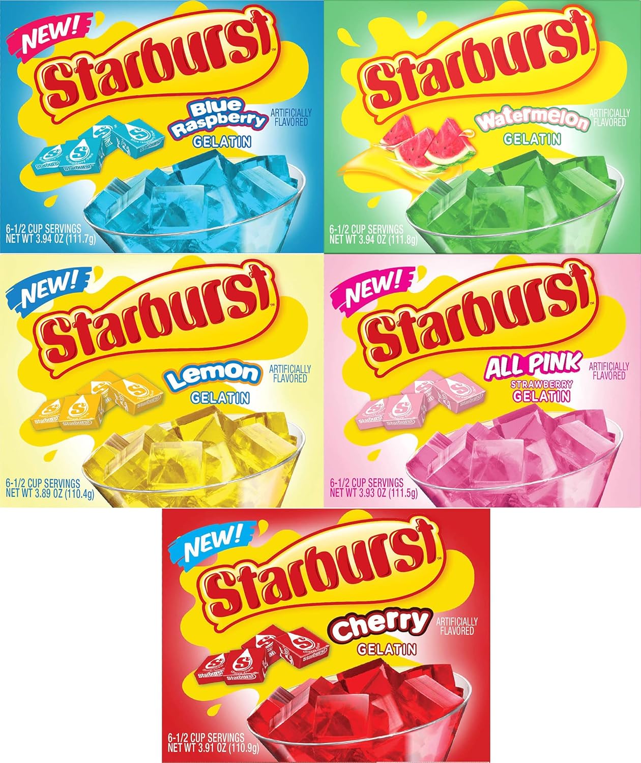 Gelatin Variety Pack, 5 Different Flavors, 1 Box Each Flavor