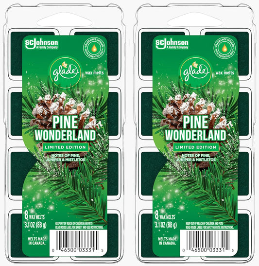 Glade Wax Melts Air Freshener, Pine Wonderland, Holiday Collection, 8 Count (Pack of 2) : Health & Household